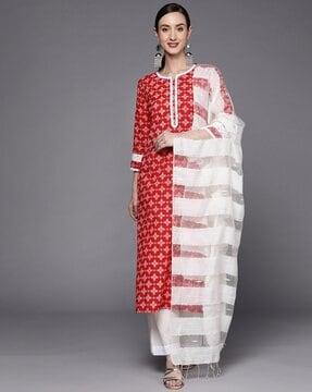 printed straight kurta & palazzo set