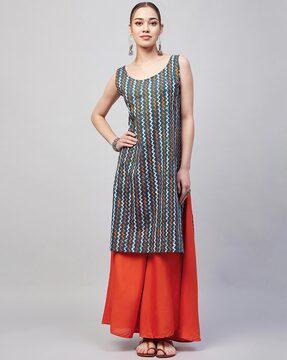 printed straight kurta & palazzos set