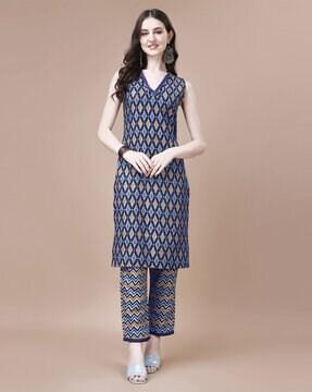 printed straight kurta & palazzos set