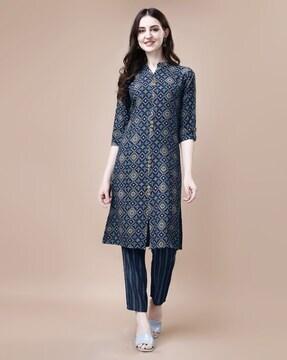 printed straight kurta & palazzos set