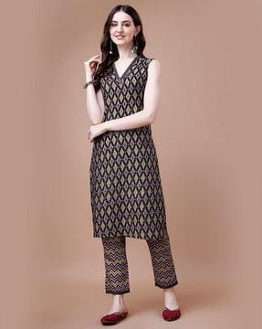 printed straight kurta & palazzos set