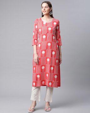 printed straight kurta & pants set