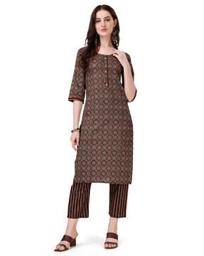 printed straight kurta & pants set