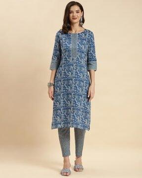 printed straight kurta & pants set