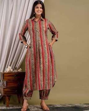 printed straight kurta & pants set