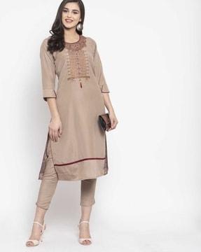 printed straight kurta & pants set