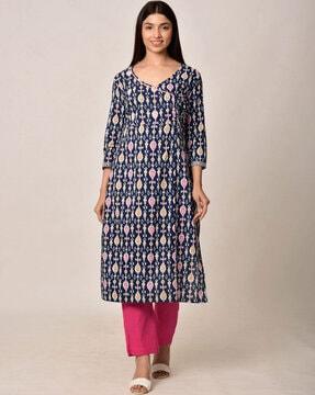 printed straight kurta pants set