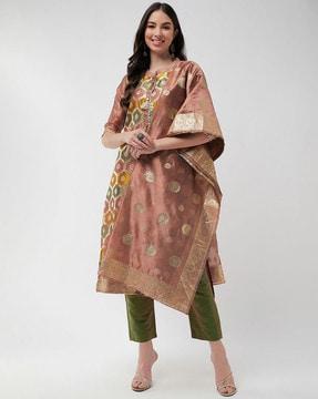 printed straight kurta set with dupatta