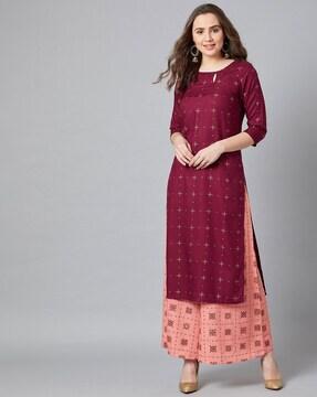 printed straight kurta set