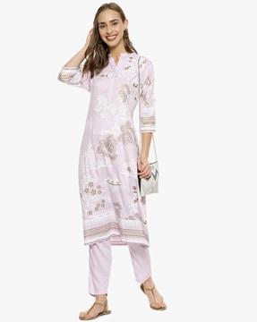 printed straight kurta set