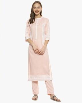 printed straight kurta set