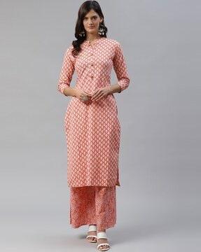 printed straight kurta set