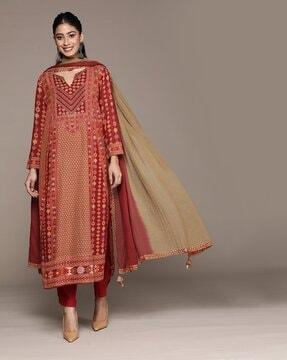 printed straight kurta set