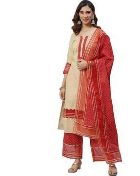 printed straight kurta set