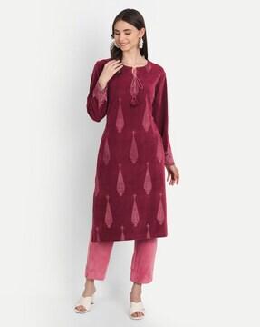 printed straight kurta set