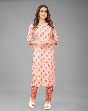 printed straight kurta set