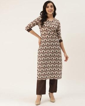 printed straight kurta set