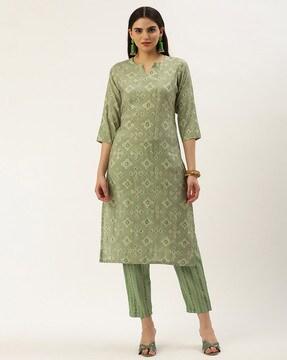 printed straight kurta set