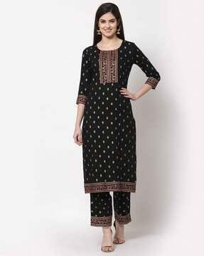 printed straight kurta set