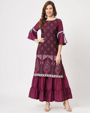 printed straight kurta set