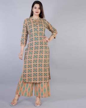 printed straight kurta set