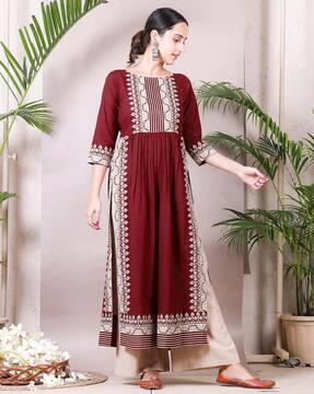 printed straight kurta set