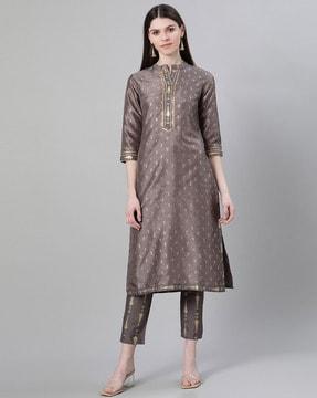 printed straight kurta set