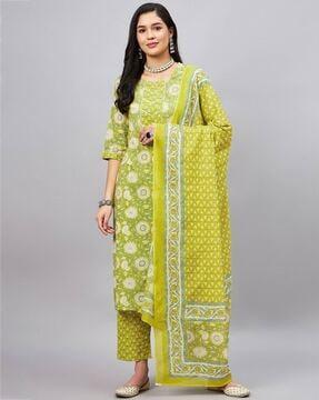 printed straight kurta set