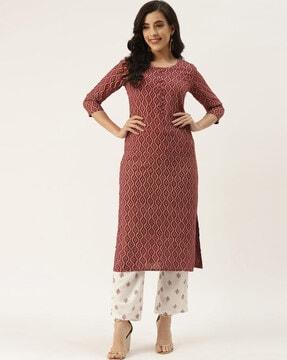 printed straight kurta set