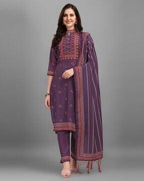 printed straight kurta set