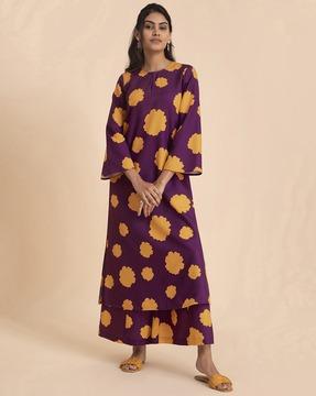 printed straight kurta set