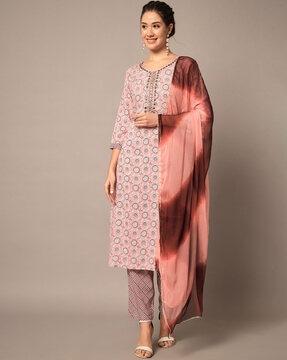 printed straight kurta set