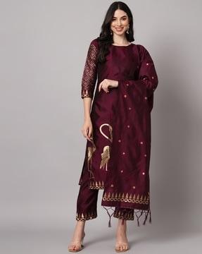 printed straight kurta set