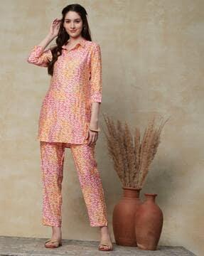 printed straight kurta set