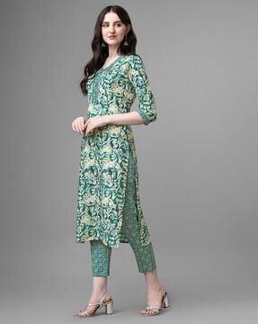 printed straight kurta set