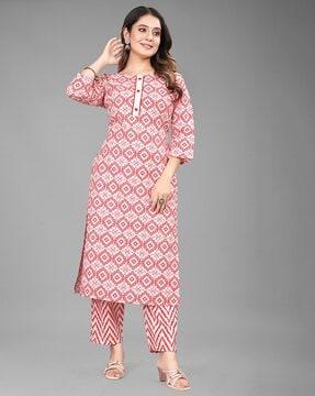 printed straight kurta set