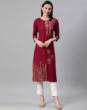 printed straight kurta set