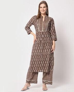 printed straight kurta set