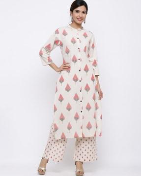 printed straight kurta set