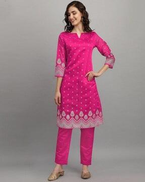 printed straight kurta set