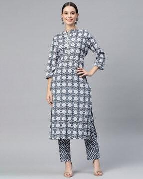 printed straight kurta set