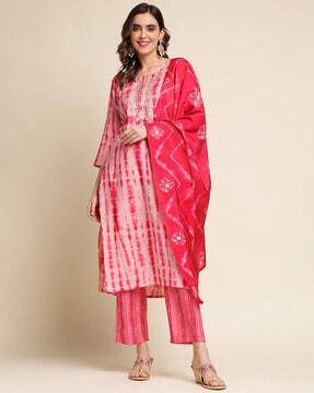 printed straight kurta set