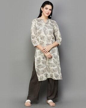 printed straight kurta set