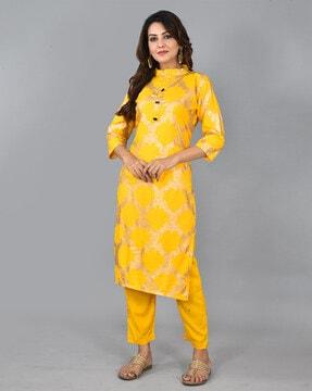 printed straight kurta set