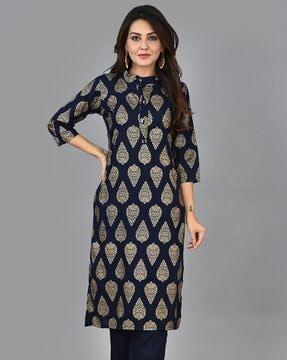 printed straight kurta set