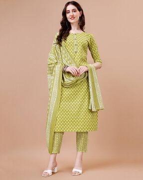 printed straight kurta set