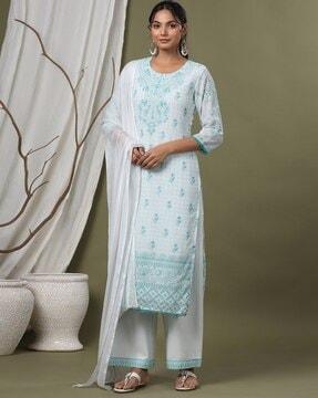 printed straight kurta set