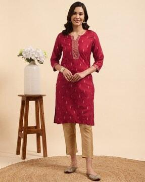 printed straight kurta set