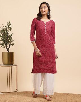 printed straight kurta set