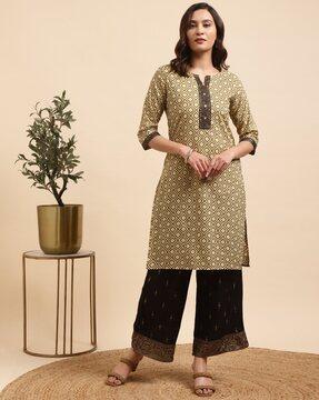 printed straight kurta set